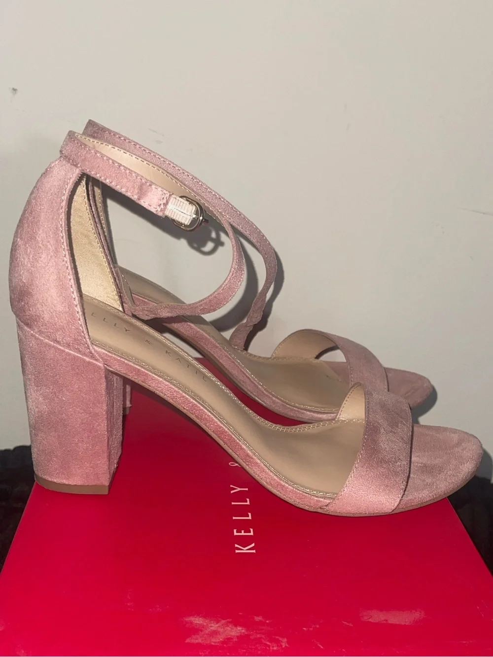 Kelly & Katie Dusty Rose Ankle Strap Block Heels